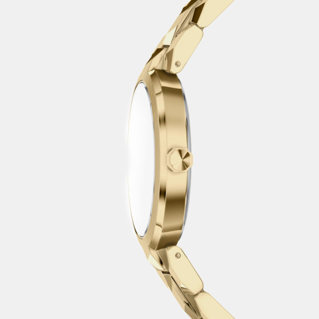 Women Quartz Gold Dial Analog Stainless Steel Watch AX4407