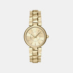 Women Quartz Gold Dial Analog Stainless Steel Watch AX4407