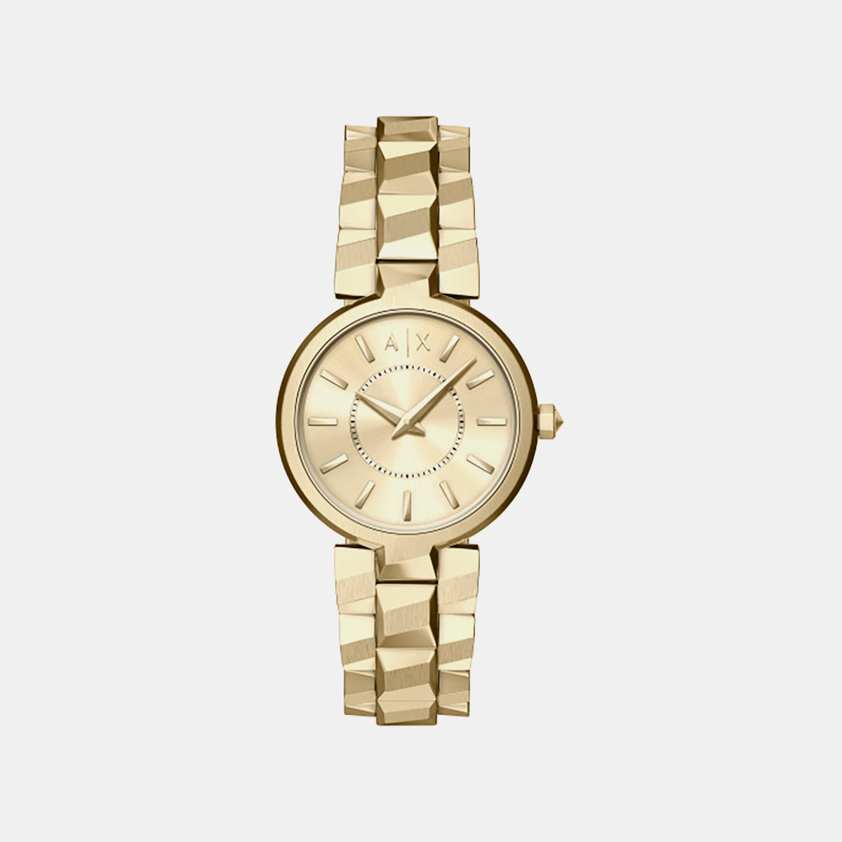 Women Quartz Gold Dial Analog Stainless Steel Watch AX4407