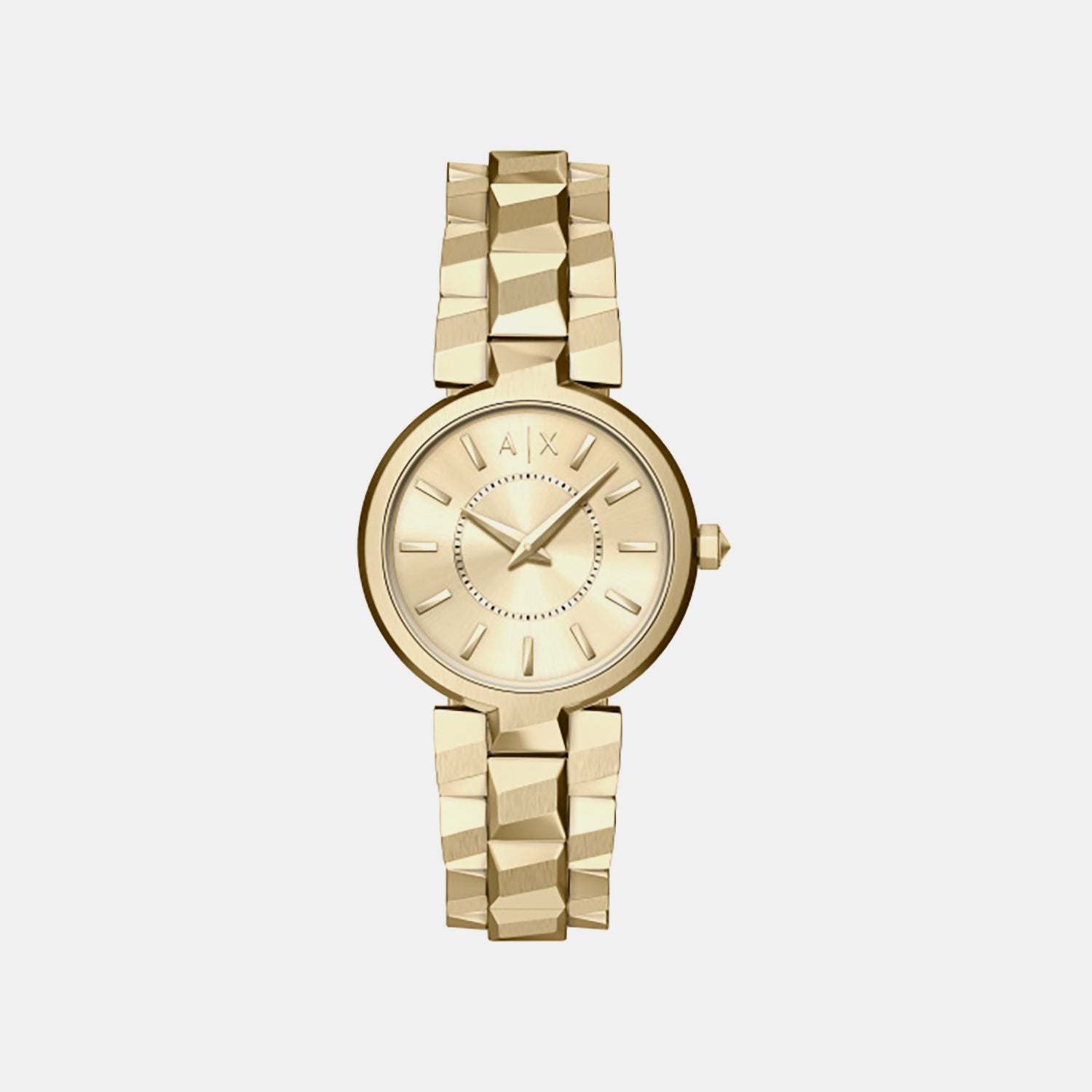 Women Quartz Gold Dial Analog Stainless Steel Watch AX4407