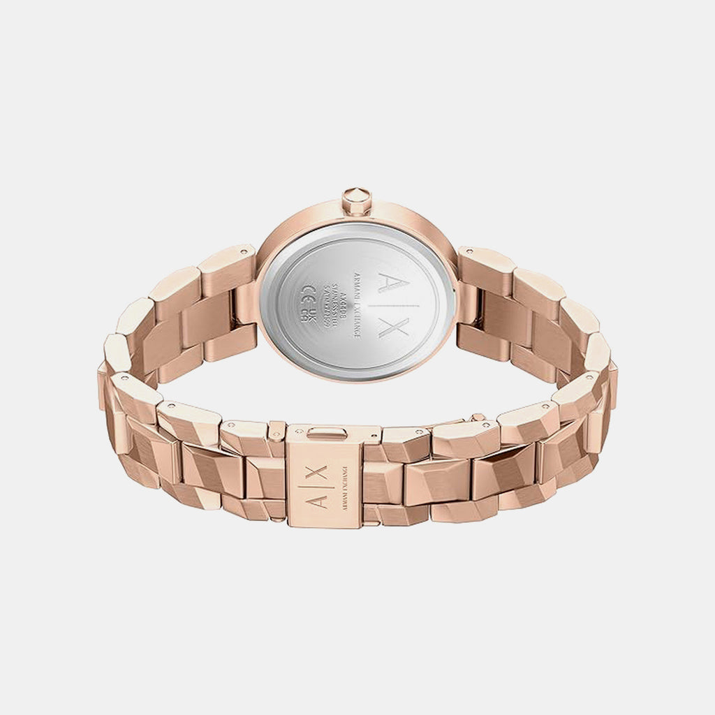 Women Quartz Rose Gold Dial Analog Stainless Steel Watch AX4408