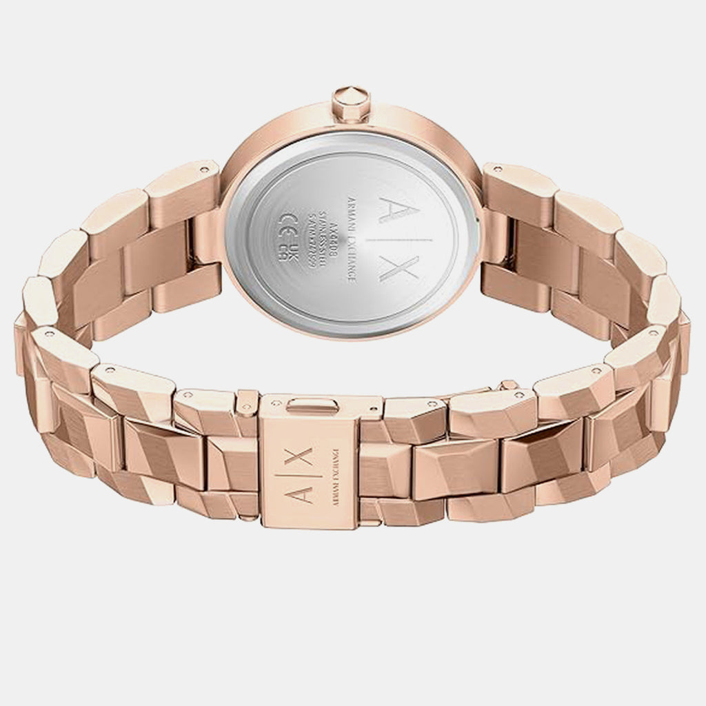 Women Quartz Rose Gold Dial Analog Stainless Steel Watch AX4408