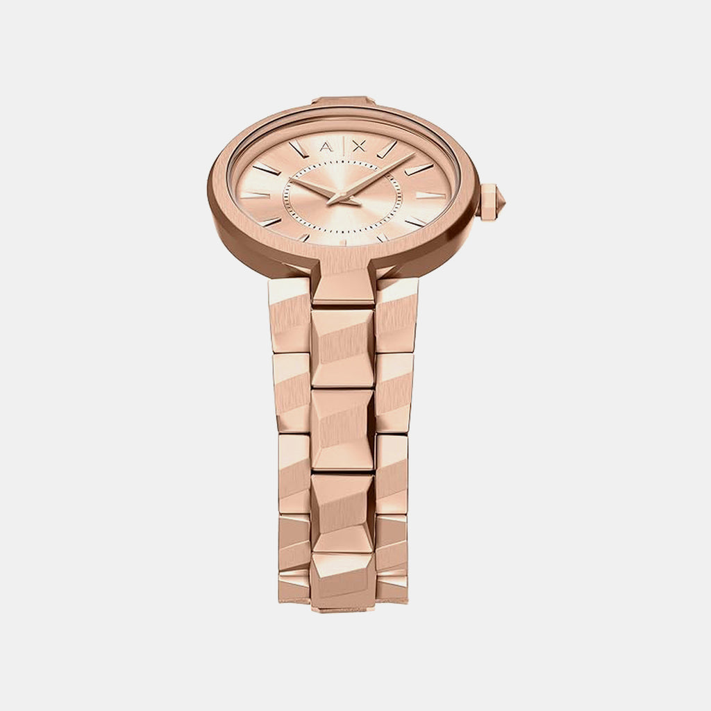 Women Quartz Rose Gold Dial Analog Stainless Steel Watch AX4408