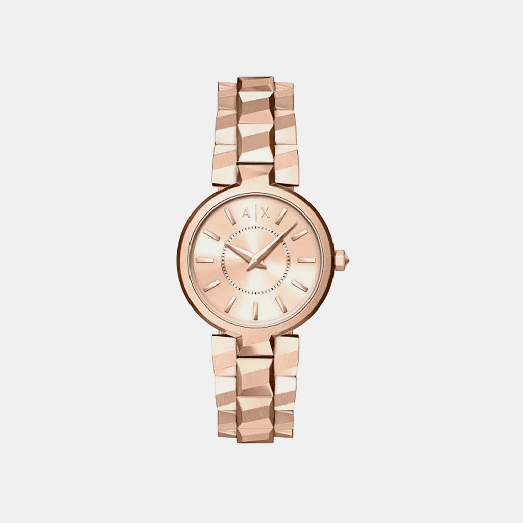 Women Quartz Rose Gold Dial Analog Stainless Steel Watch AX4408