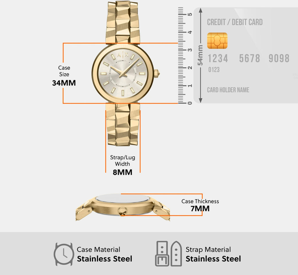 Women Quartz Grey Dial Analog Stainless Steel Watch AX4409