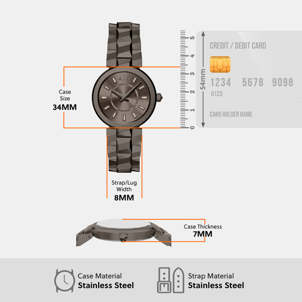 Women Quartz Brown Dial Analog Stainless Steel Watch AX4410