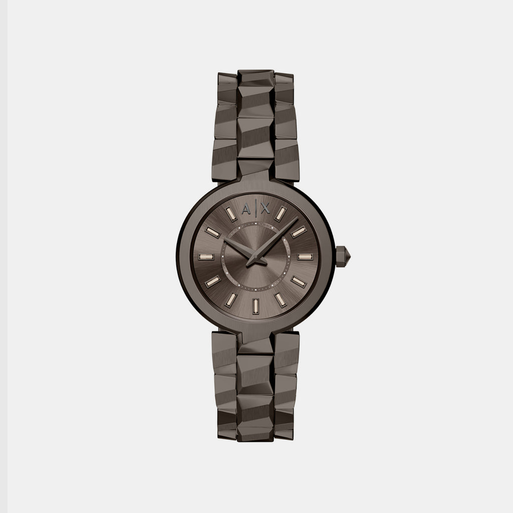 Women Quartz Brown Dial Analog Stainless Steel Watch AX4410