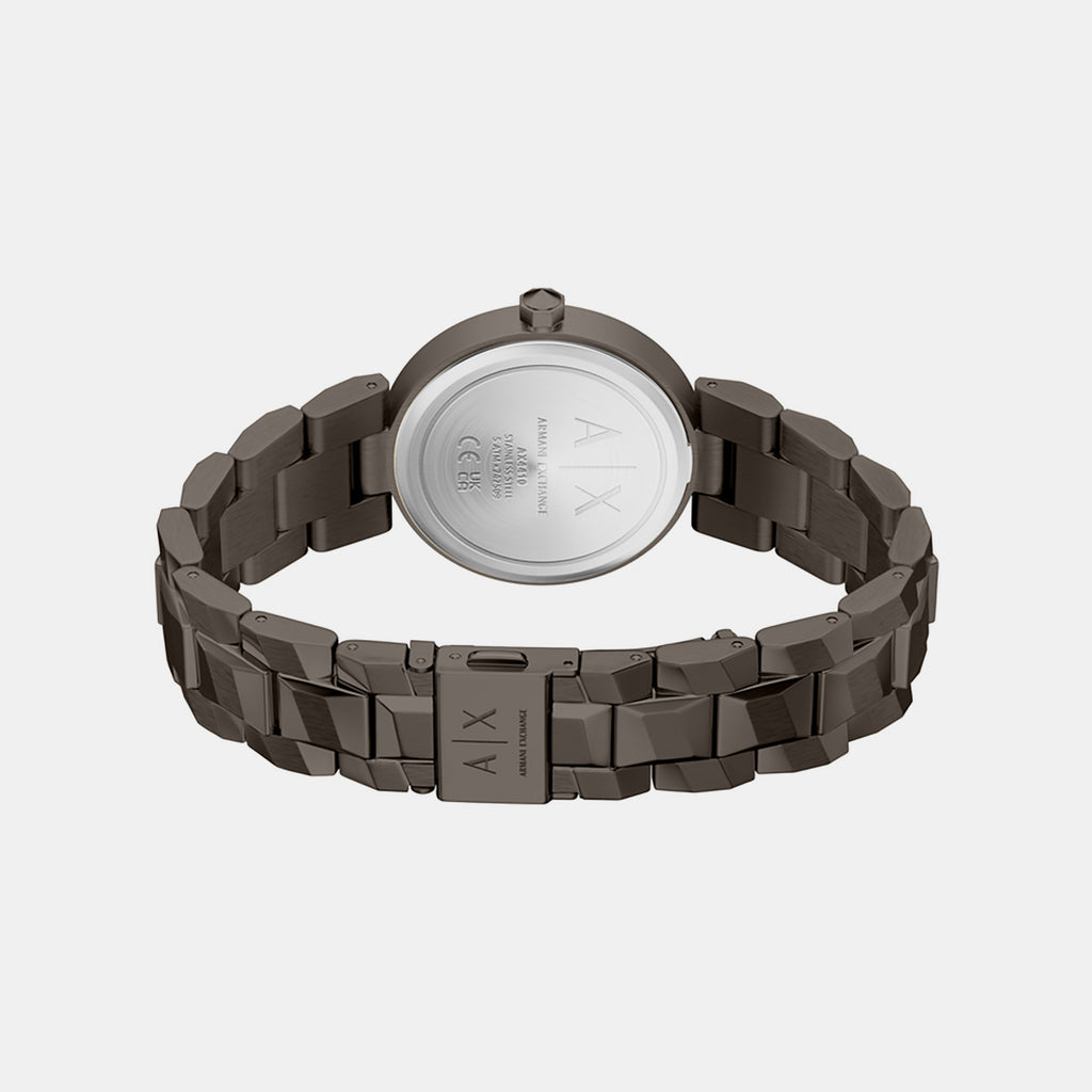 Women Quartz Brown Dial Analog Stainless Steel Watch AX4410
