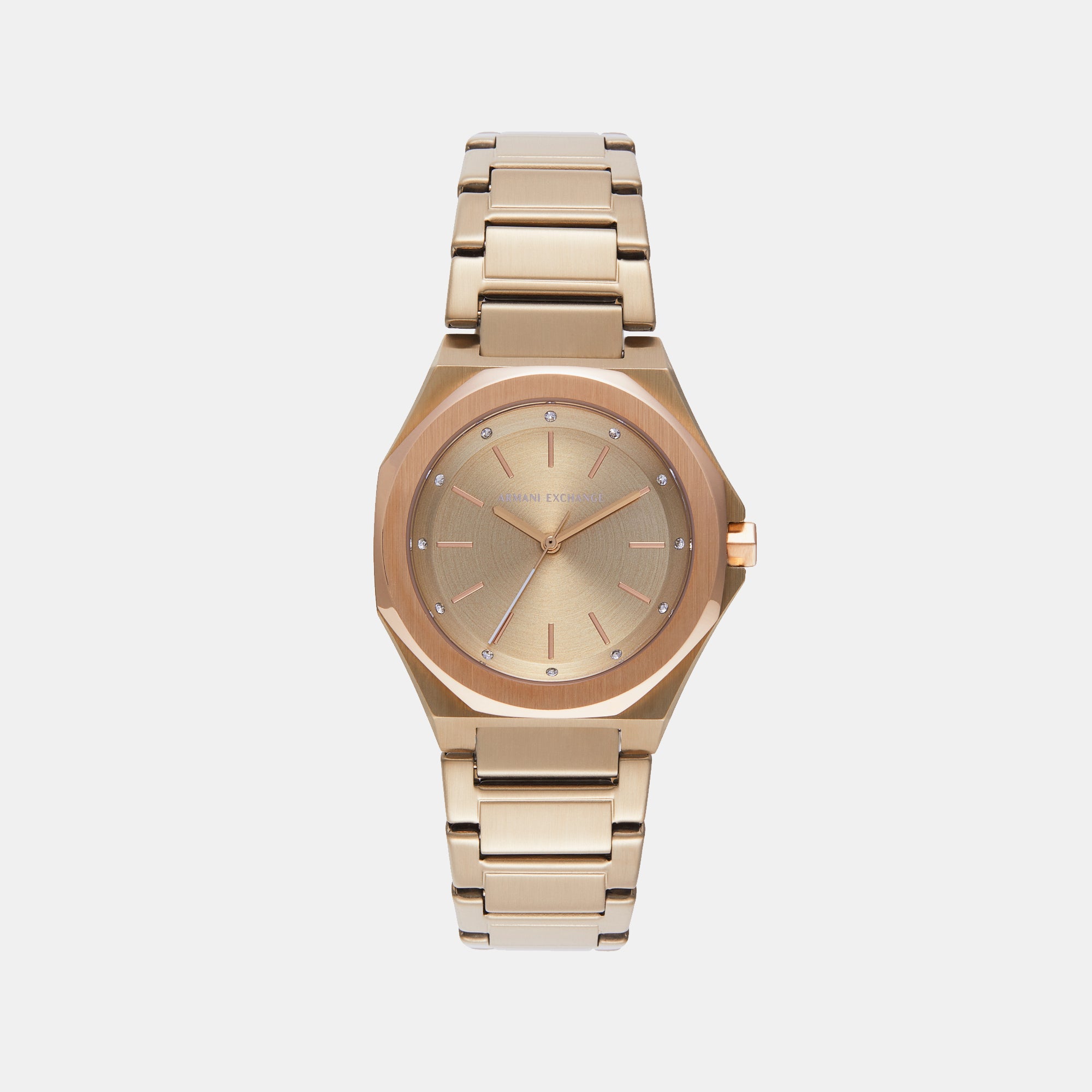 Armani Exchange Hexagonal Beige Gold Analog watch