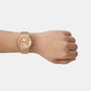 Women Quartz Beige Gold Dial Analog Stainless Steel Watch AX4616