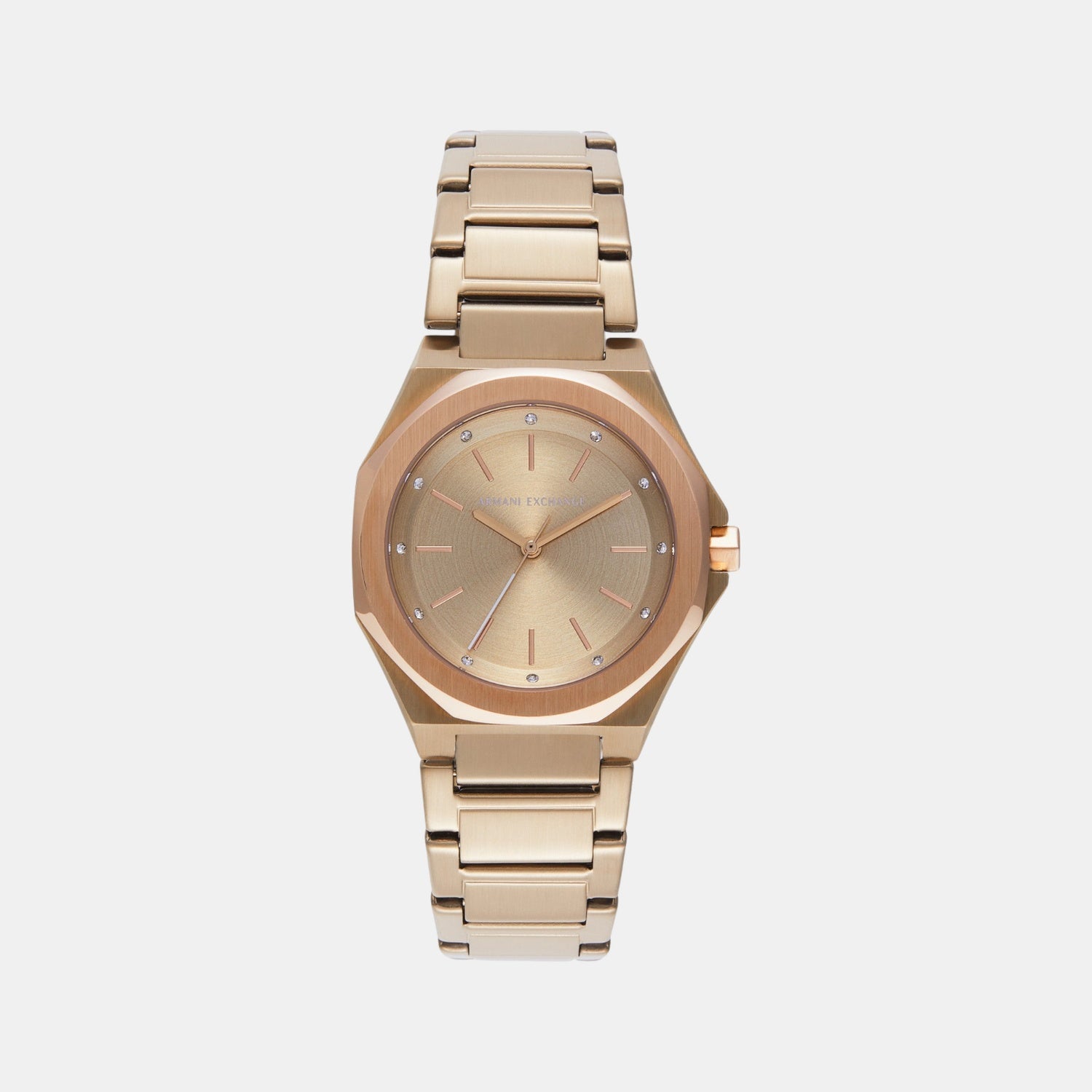 Women Quartz Beige Gold Dial Analog Stainless Steel Watch AX4616