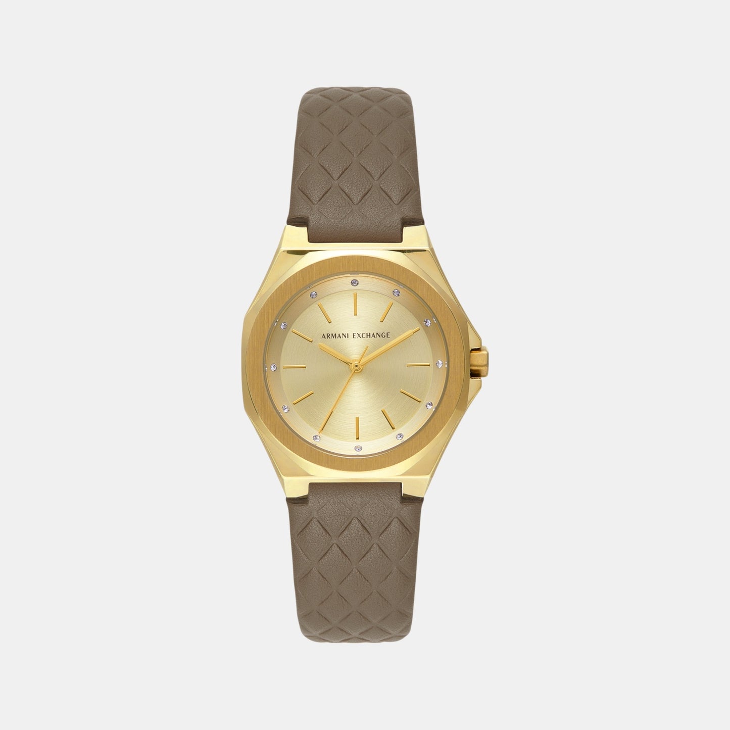 Women Quartz Gold Dial Analog Leather Watch AX4617