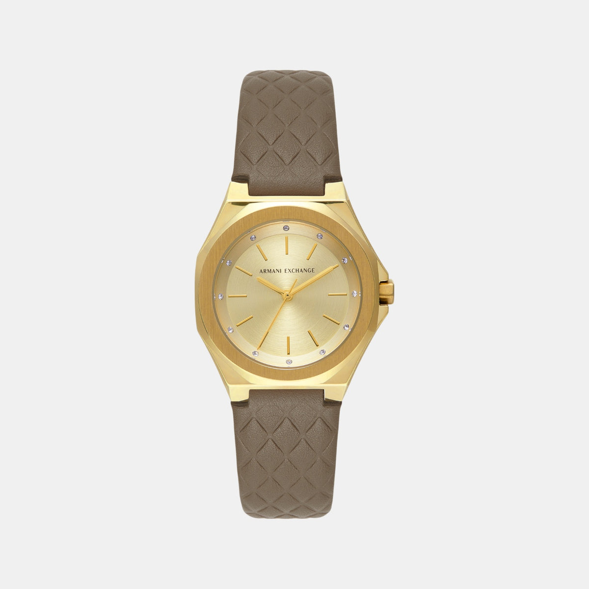 Women Quartz Gold Dial Analog Leather Watch AX4617