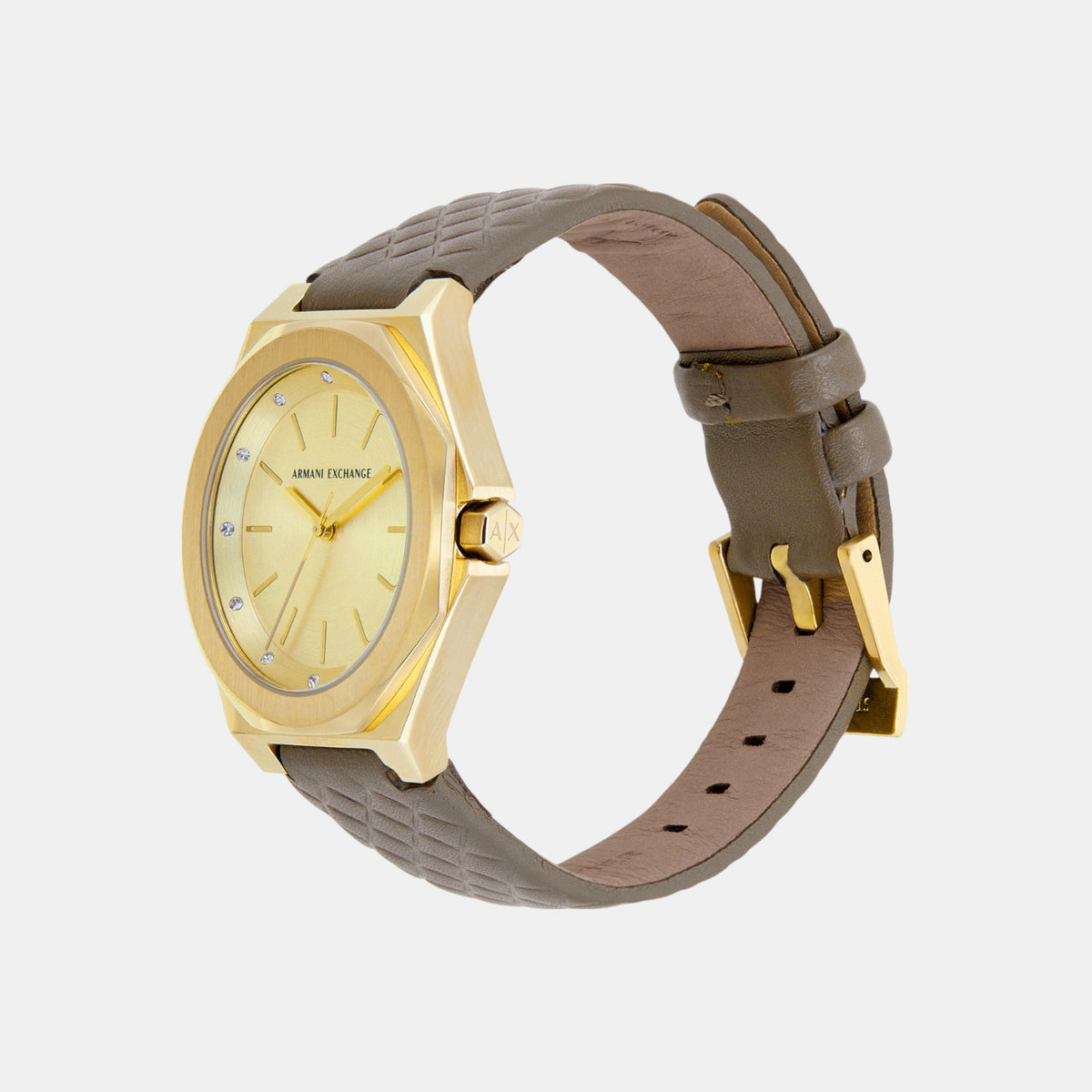 Women Quartz Gold Dial Analog Leather Watch AX4617