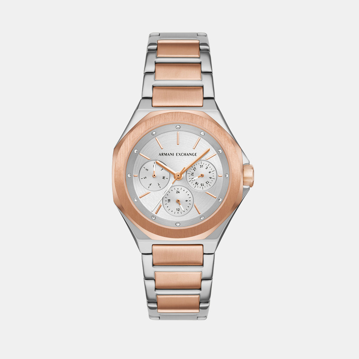 Women Quartz Silver Dial Chronograph Stainless Steel Watch AX4623
