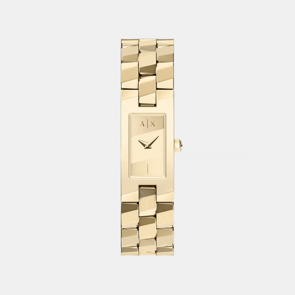 Women Quartz Gold Dial Analog Stainless Steel Watch AX4701