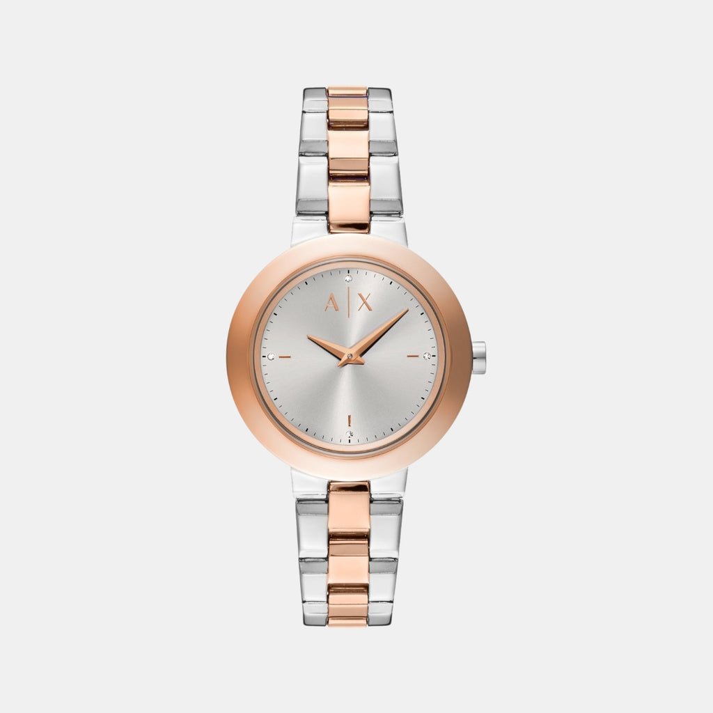 Women Quartz Silver Dial Analog Stainless Steel Watch AX5172