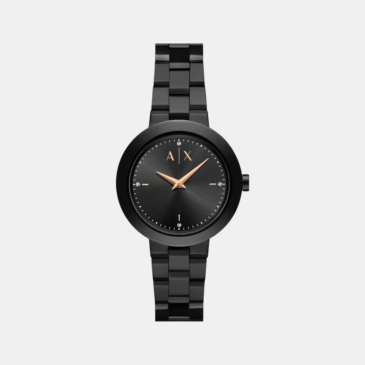 Women Quartz Black Dial Analog Stainless Steel Watch AX5173