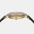 Women Quartz Gold Dial Analog Leather Watch AX5174