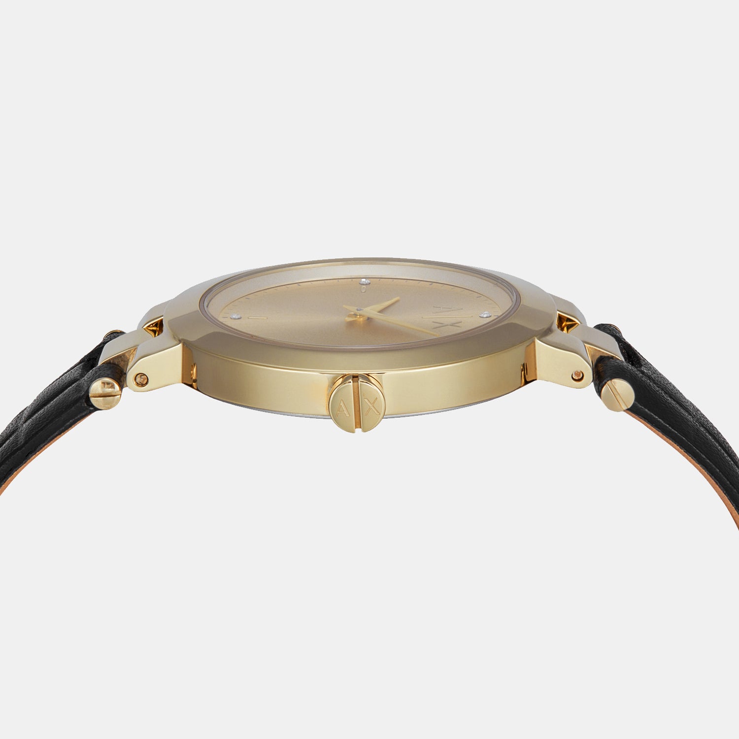 Women Quartz Gold Dial Analog Leather Watch AX5174