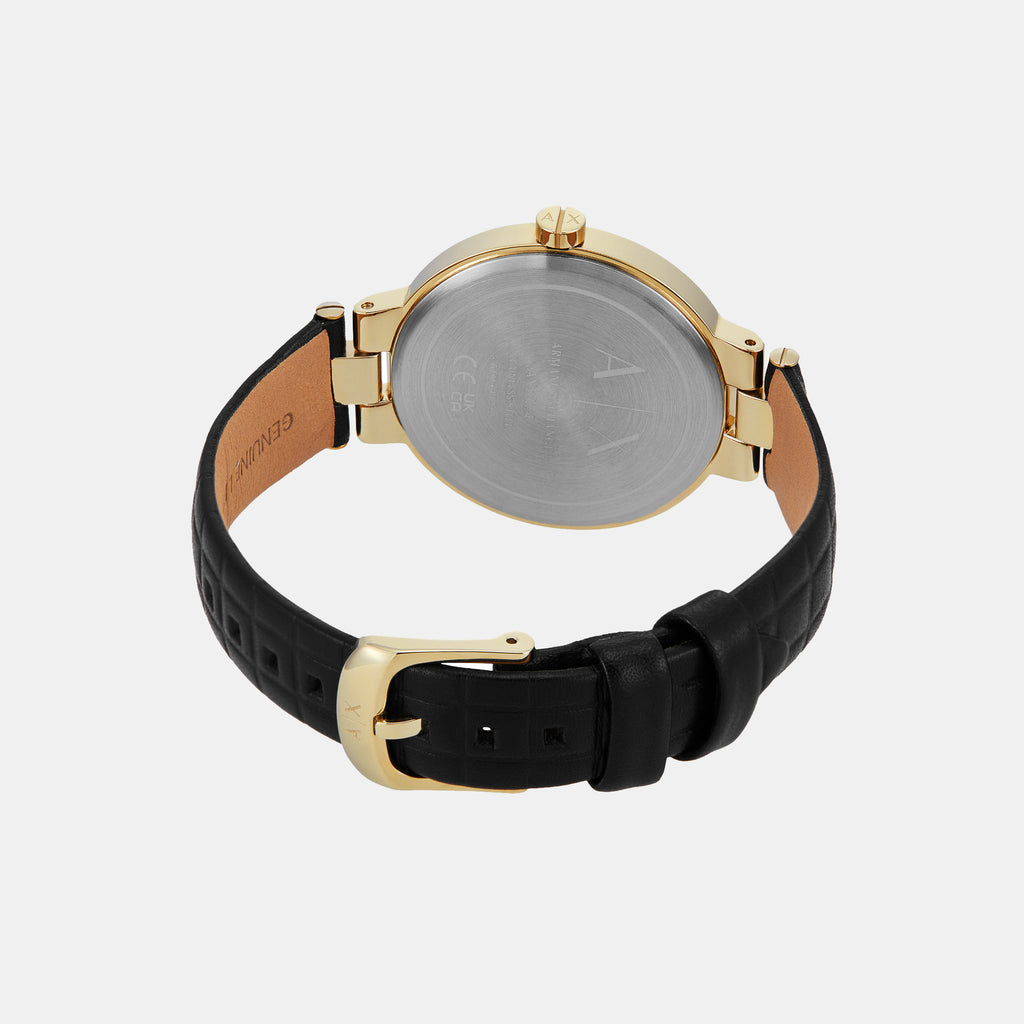 Armani Exchange Leather Gold watch