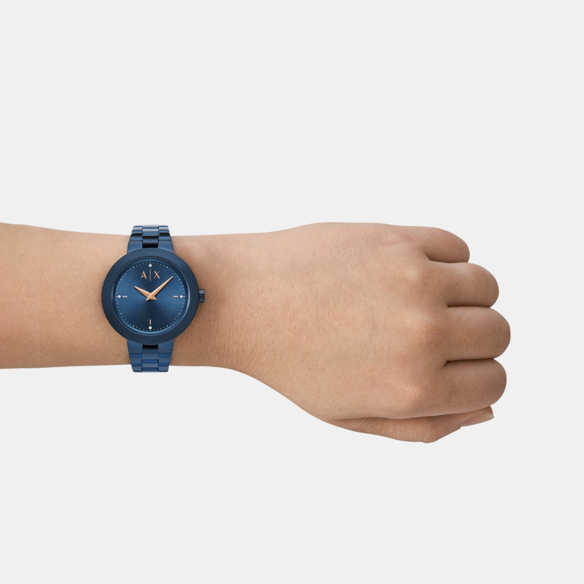Women Quartz Blue Dial Analog Stainless Steel Watch AX5175