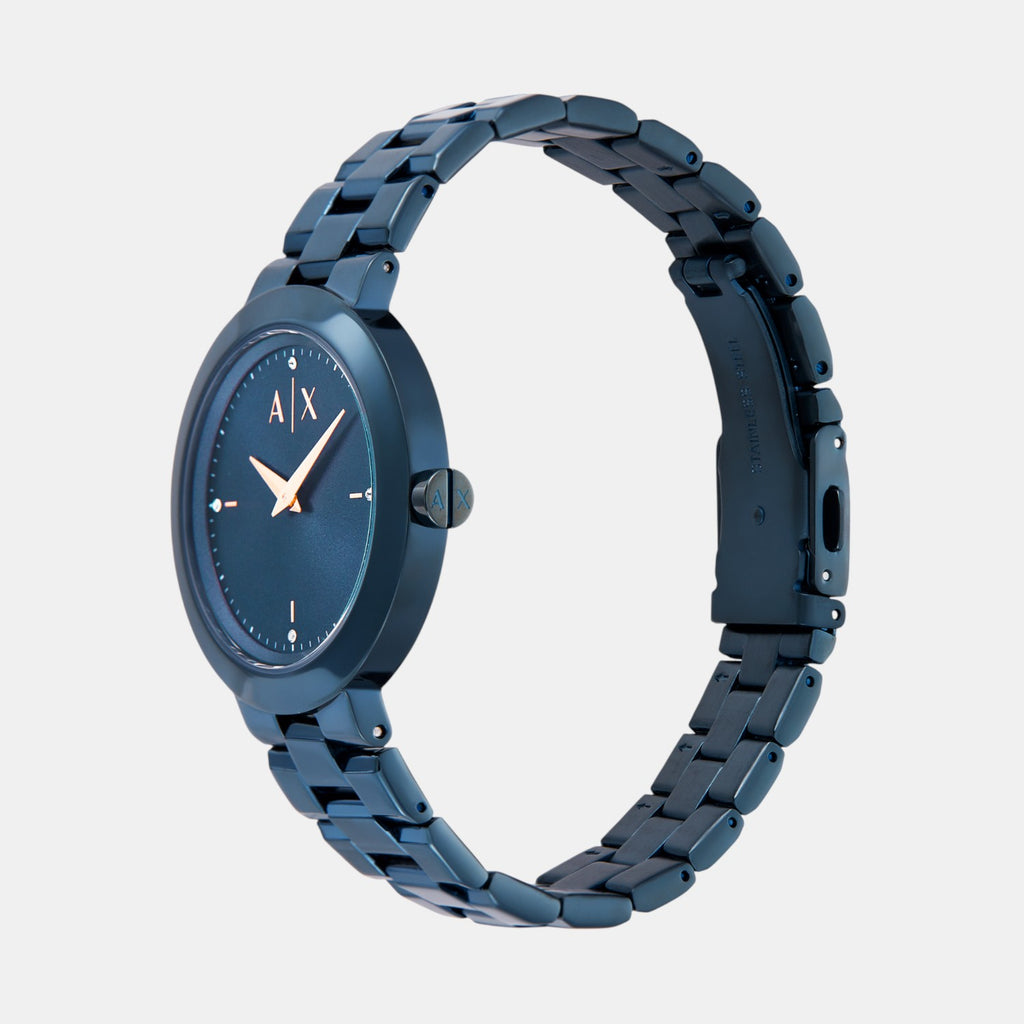 Women Quartz Blue Dial Analog Stainless Steel Watch AX5175