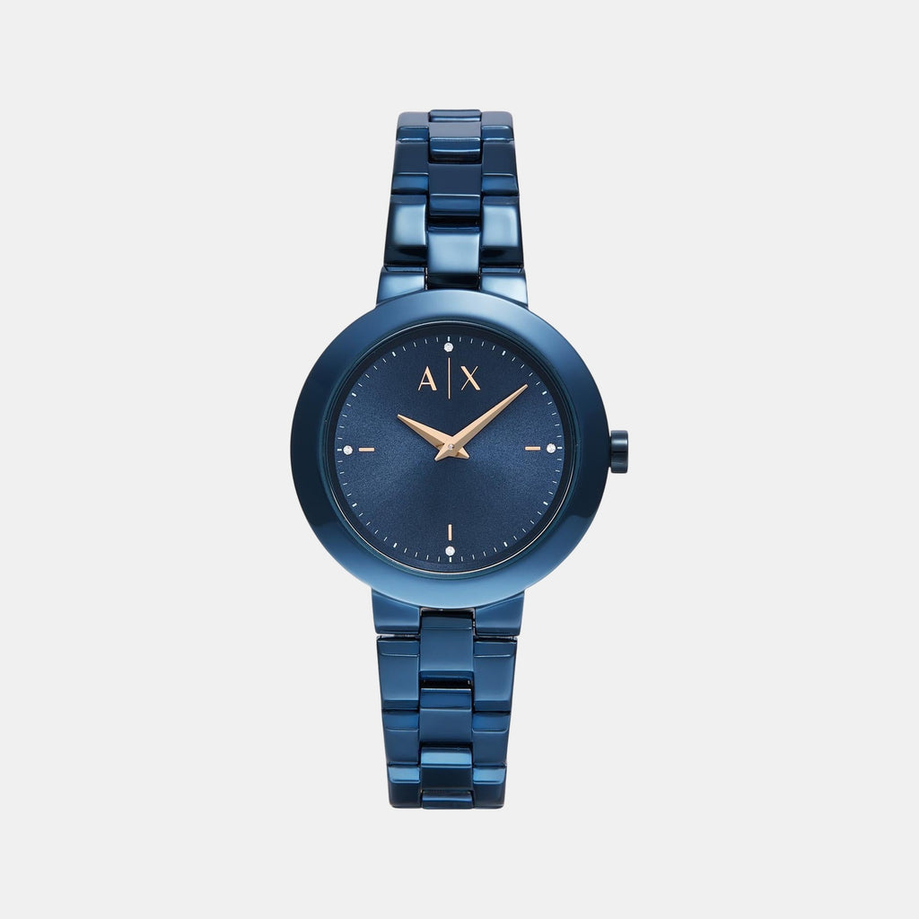 Women Quartz Blue Dial Analog Stainless Steel Watch AX5175