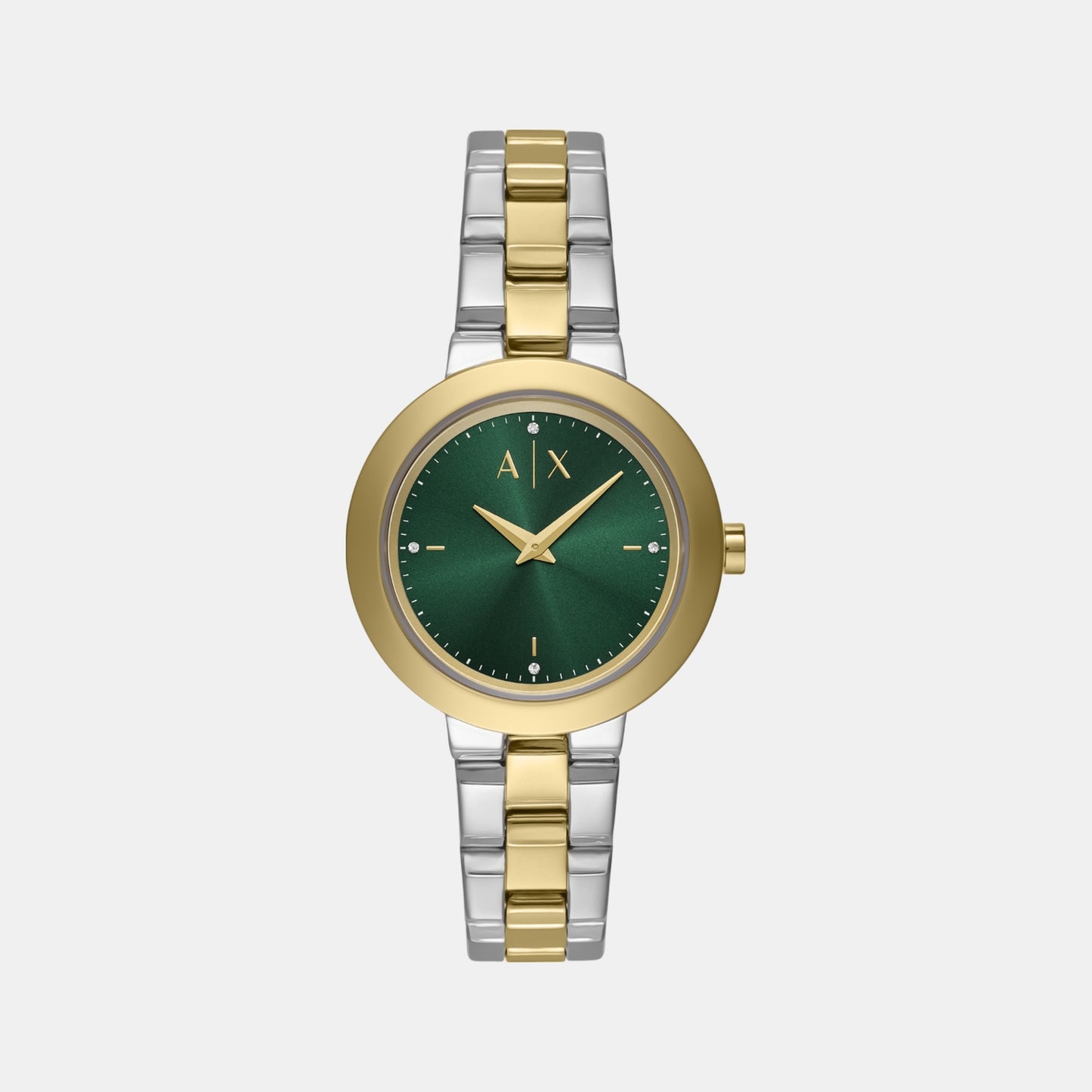 Women Quartz Green Dial Analog Stainless Steel Watch AX5176