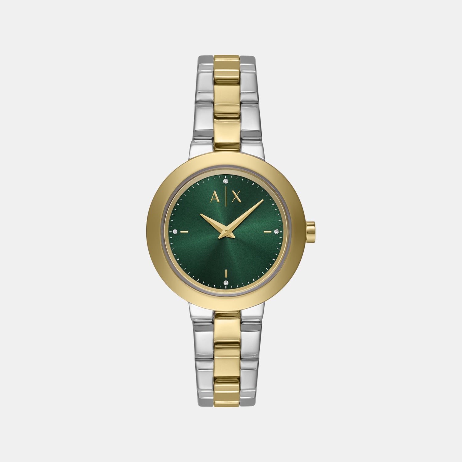 Women Quartz Green Dial Analog Stainless Steel Watch AX5176