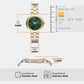 Women Quartz Green Dial Analog Stainless Steel Watch AX5176