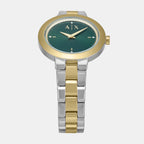 Women Quartz Green Dial Analog Stainless Steel Watch AX5176