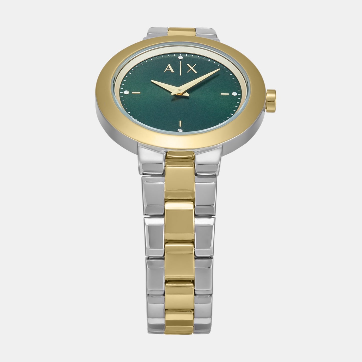 Women Quartz Green Dial Analog Stainless Steel Watch AX5176