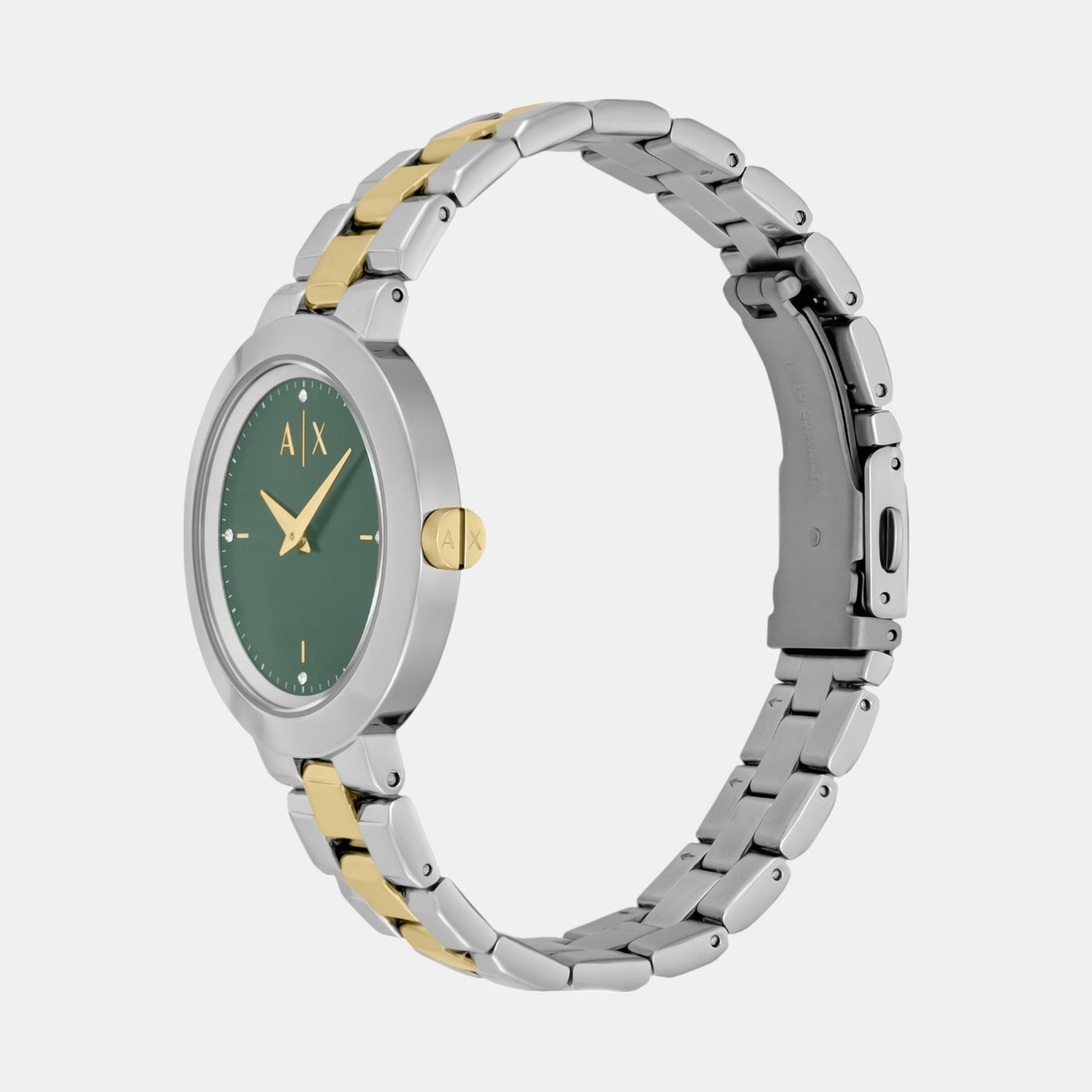 Women Quartz Green Dial Analog Stainless Steel Watch AX5176