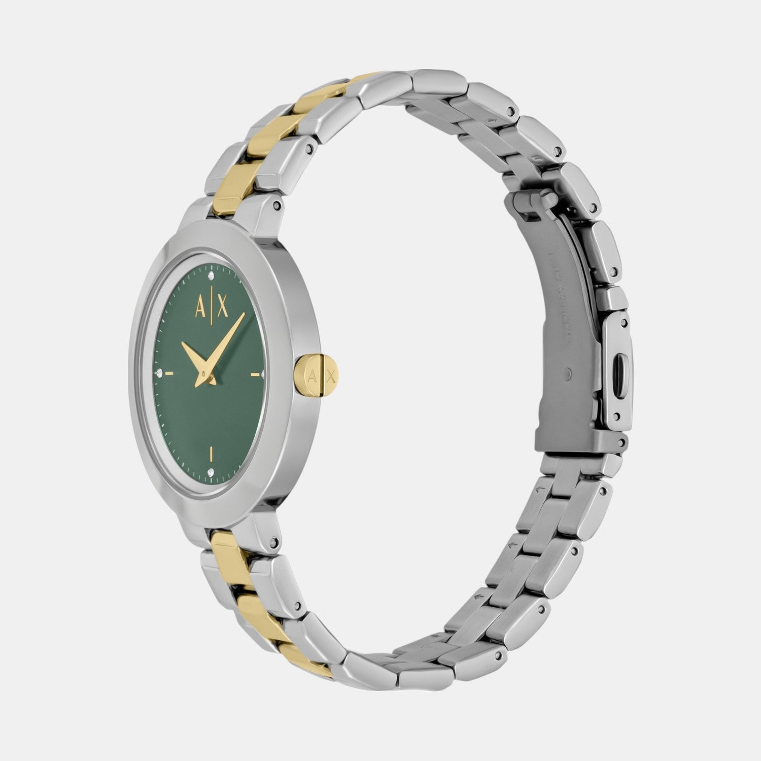 Women Quartz Green Dial Analog Stainless Steel Watch AX5176