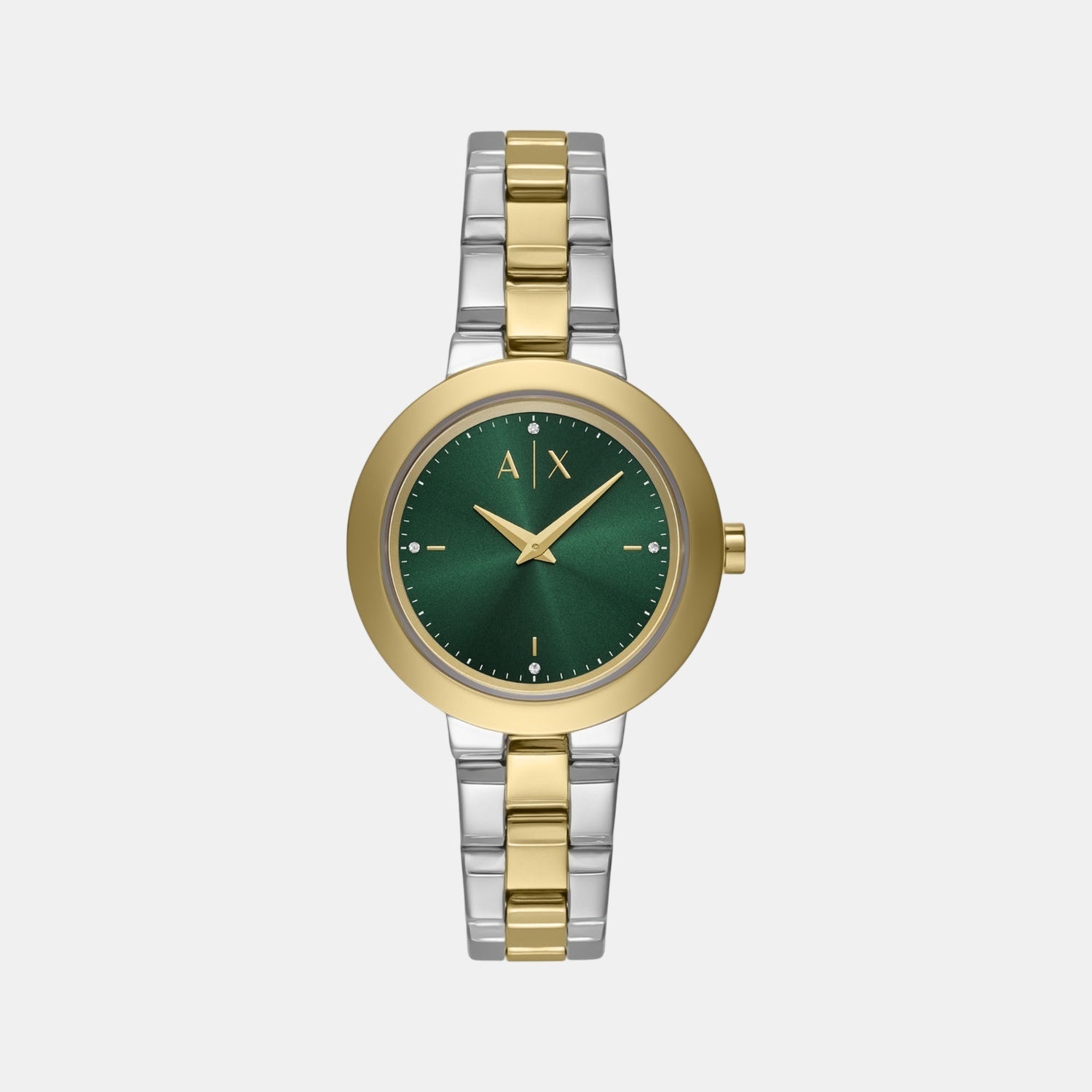 Women Quartz Green Dial Analog Stainless Steel Watch AX5176