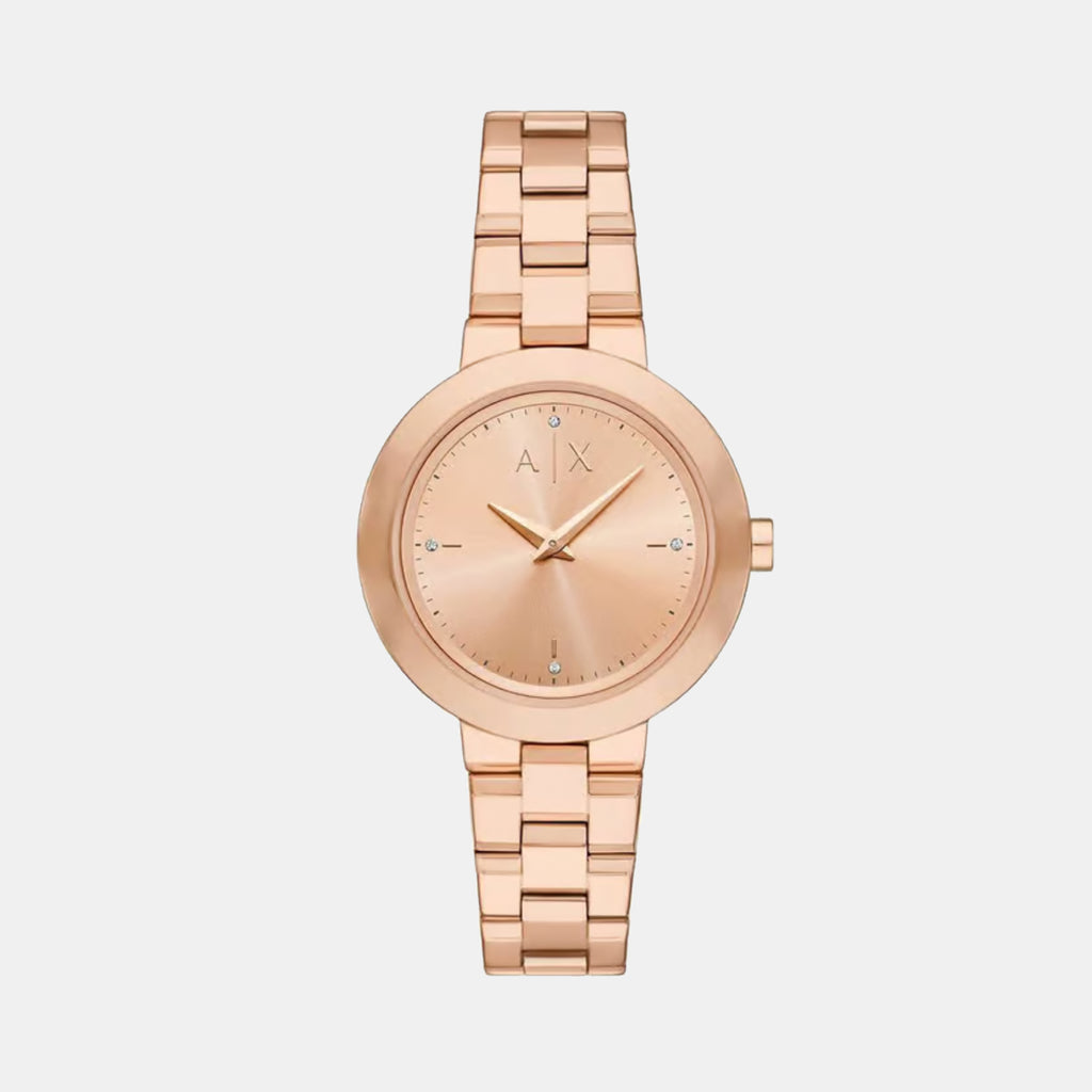 Women Quartz Gold Dial Analog Stainless Steel Watch AX5177