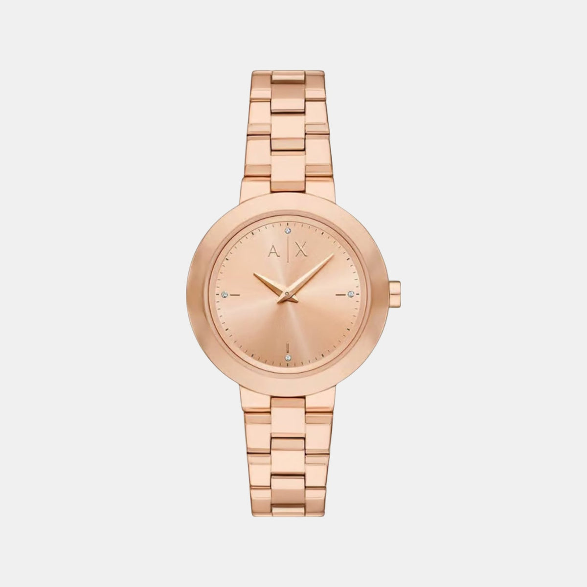 Women Quartz Rose Gold Dial Analog Stainless Steel Watch AX5177