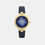 Women Quartz Blue Dial Analog Leather Watch AX5179