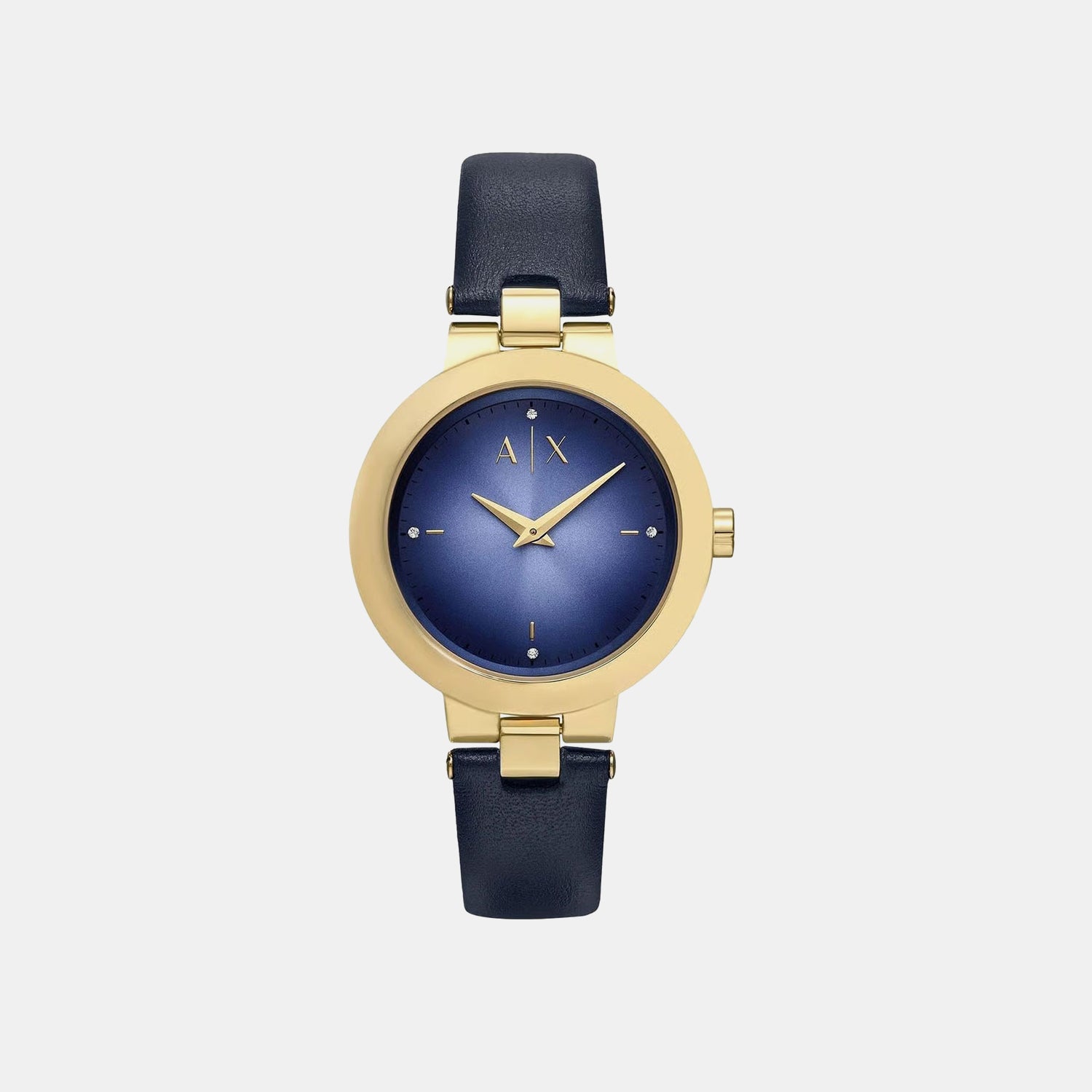 Women Quartz Blue Dial Analog Leather Watch AX5179