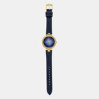 Women Quartz Blue Dial Analog Leather Watch AX5179