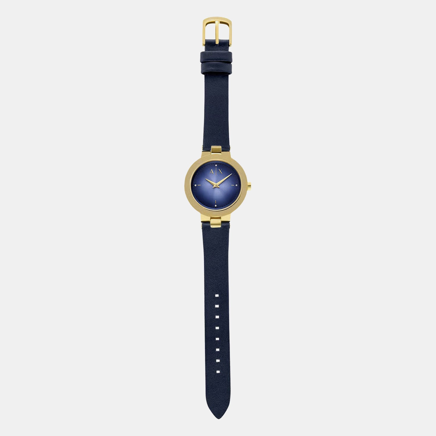 Women Quartz Blue Dial Analog Leather Watch AX5179