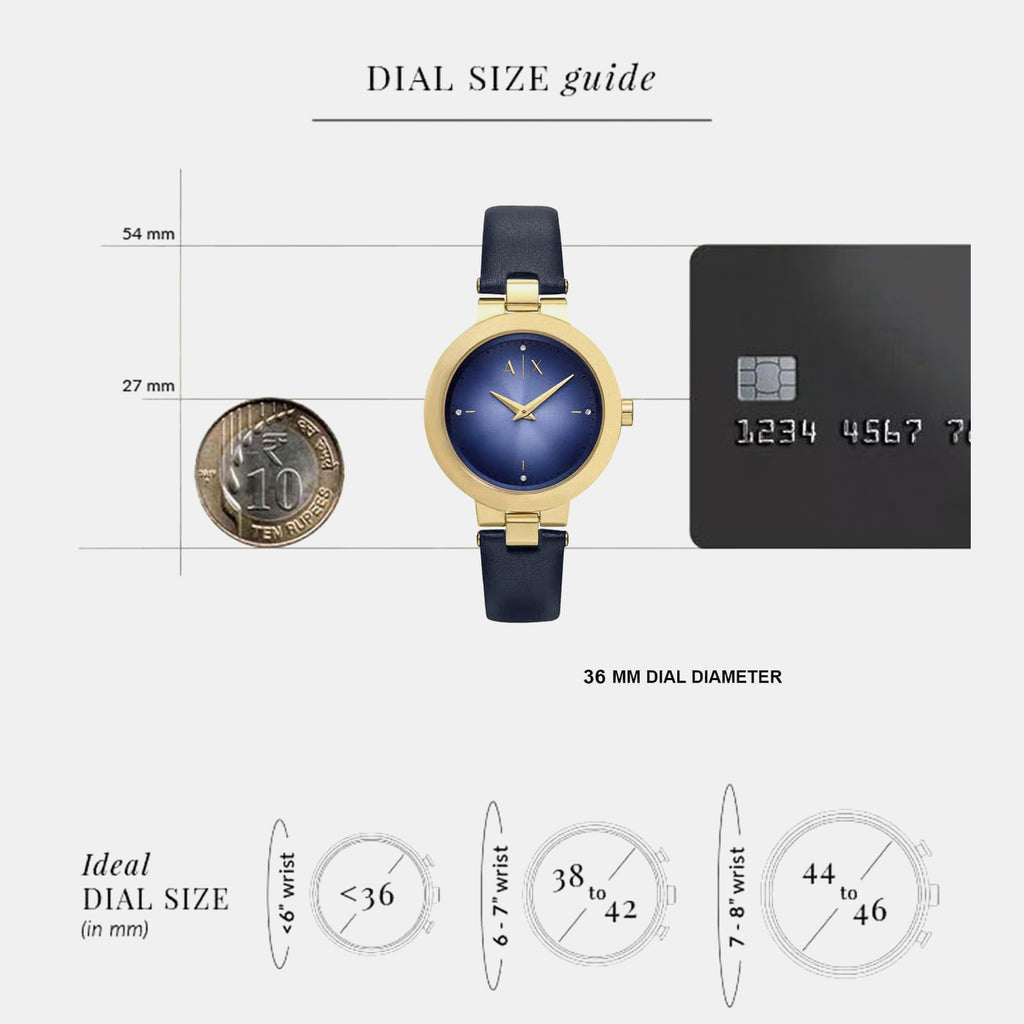 Women Quartz Blue Dial Analog Leather Watch AX5179