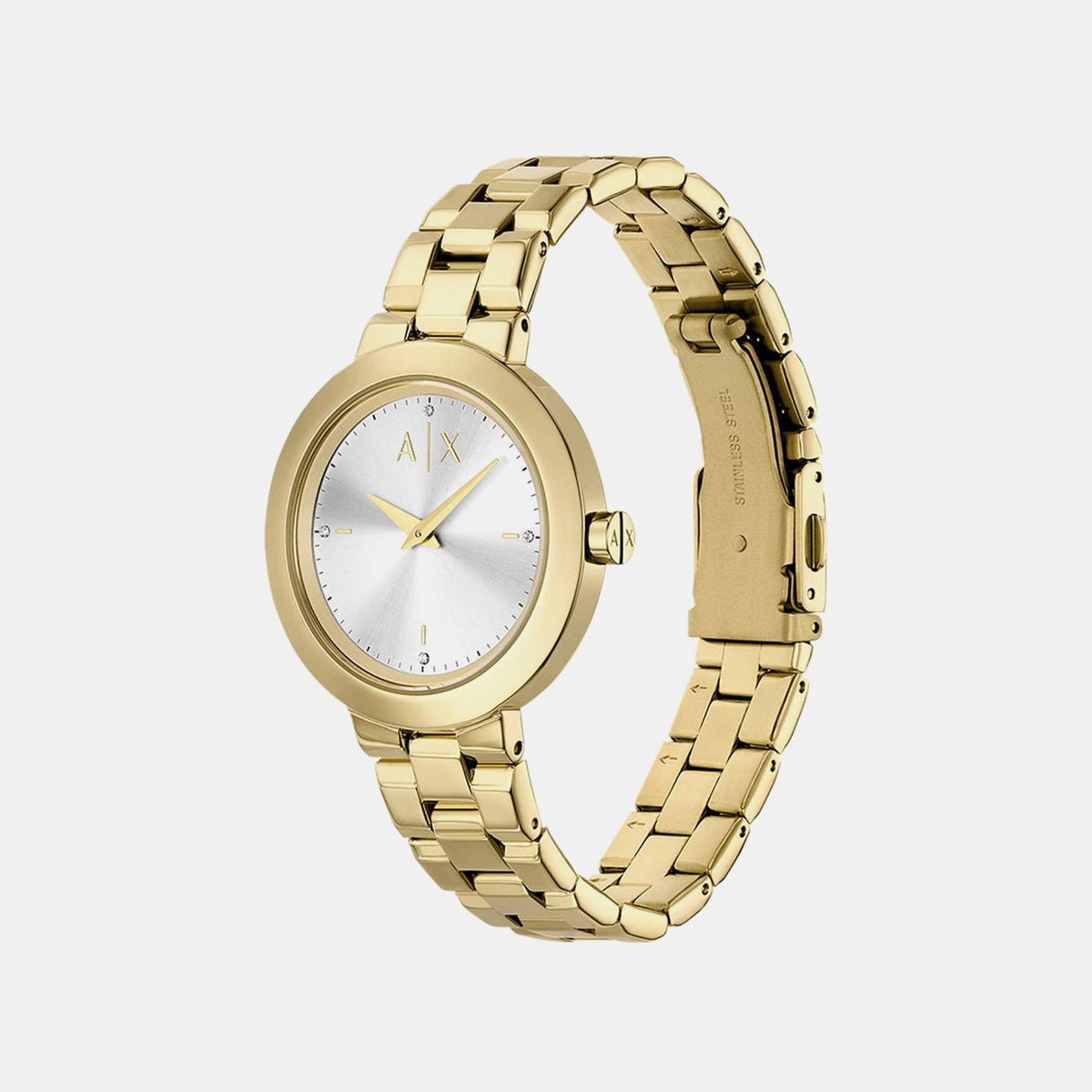 Women Quartz Silver Dial Analog Stainless Steel Watch AX5180
