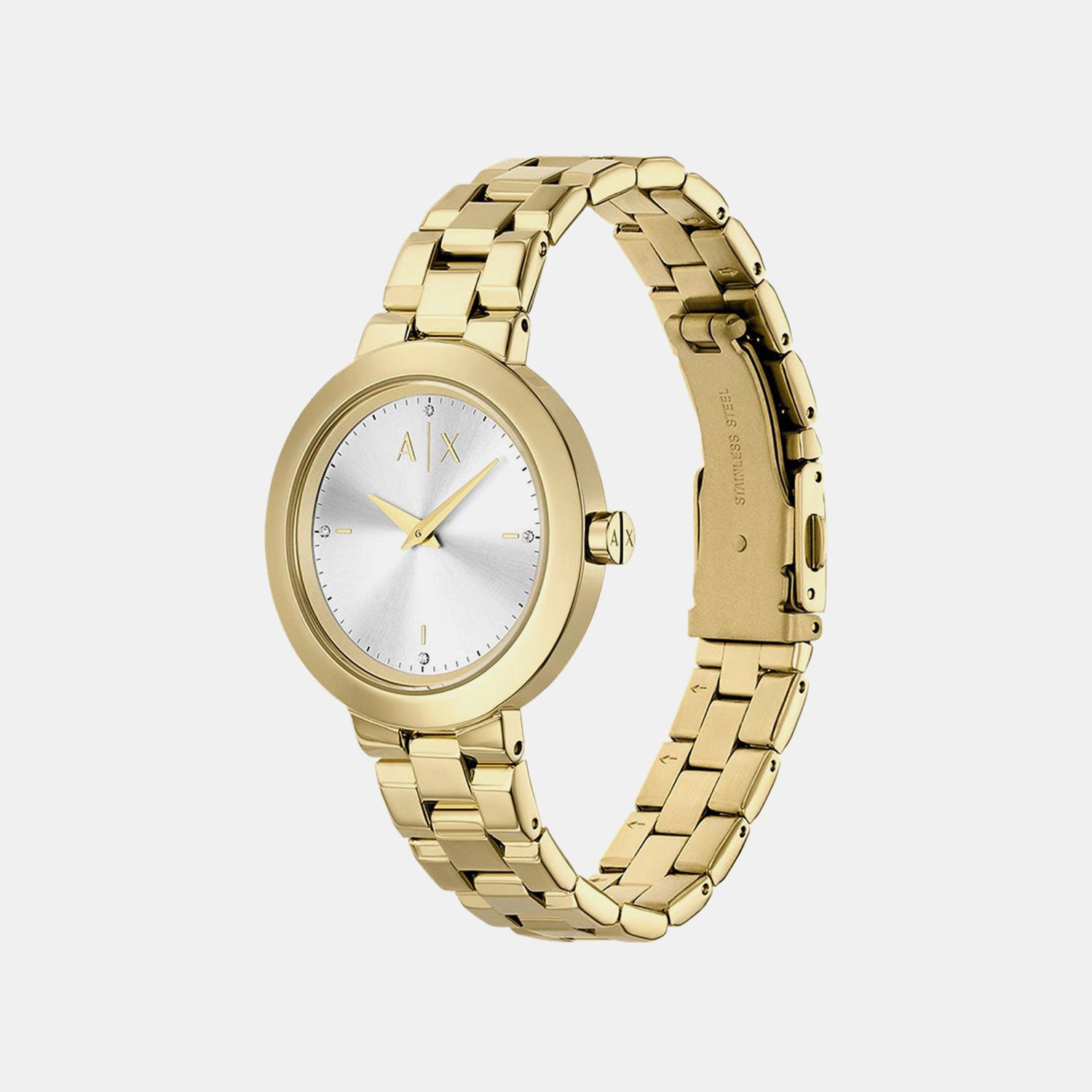 Women Quartz Silver Dial Analog Stainless Steel Watch AX5180