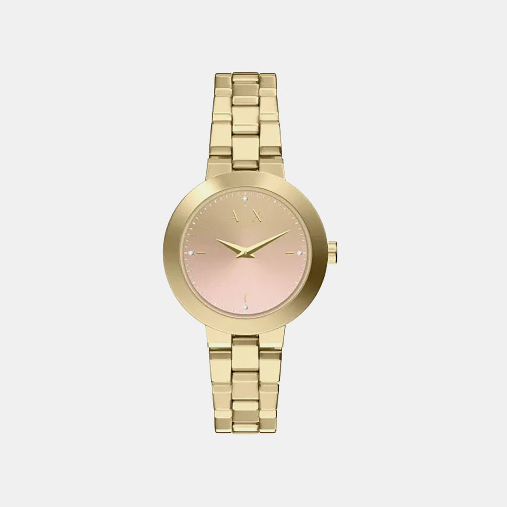 Women Quartz Pink Dial Analog Stainless Steel Watch AX5182