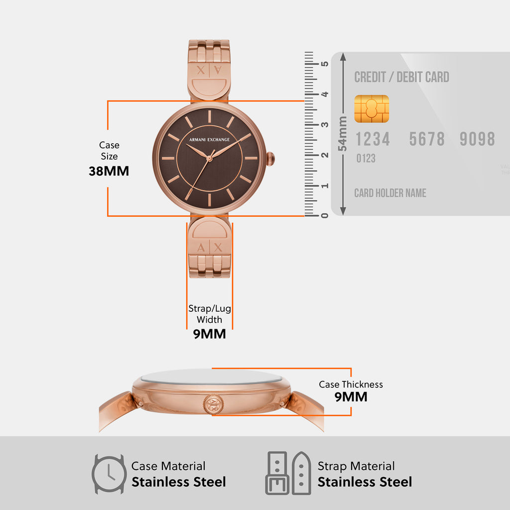 Brooke Women Quartz Rose Gold Dial Analog Stainless Steel Watch AX5384