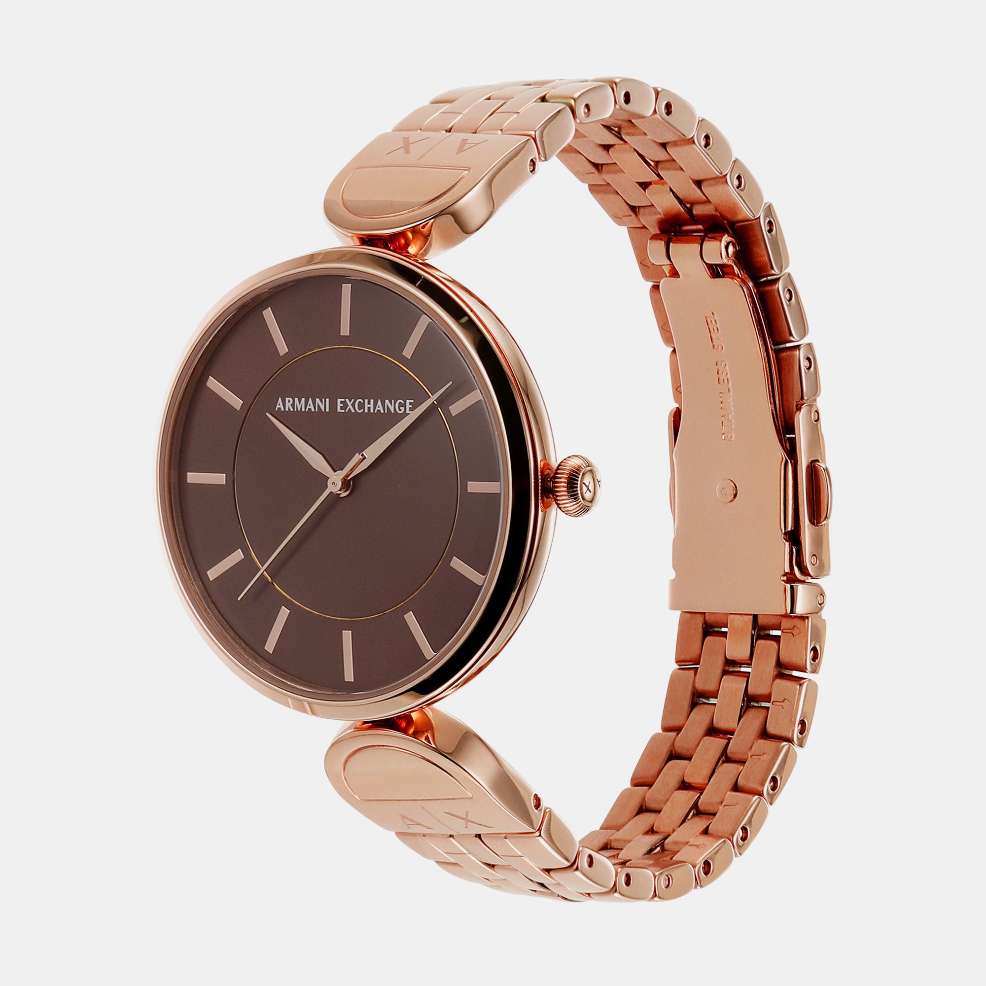 Armani Exchange Women Round Rose Gold watch