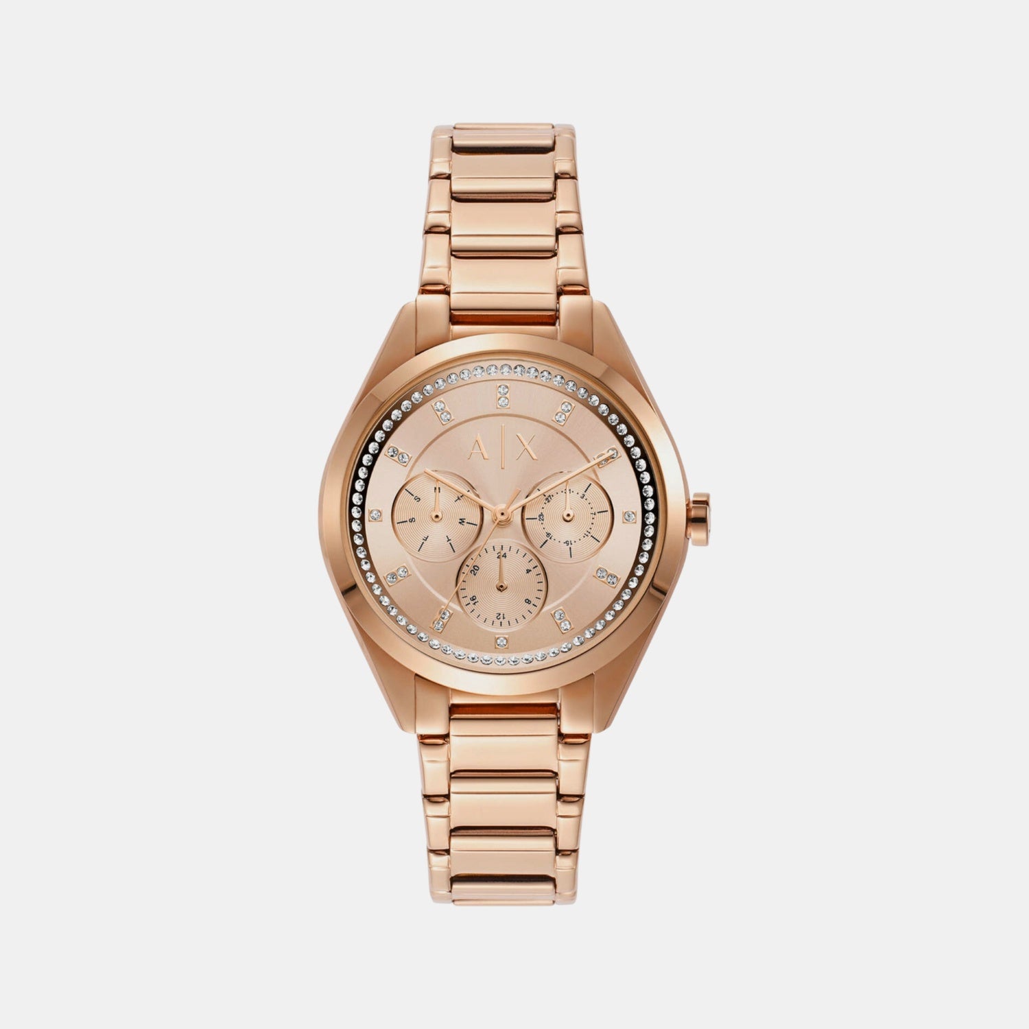 Na Women Quartz Rose Gold Dial Chronograph Stainless Steel Watch AX5658