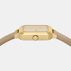 Women Quartz Gold Dial Analog Leather Watch AX5728